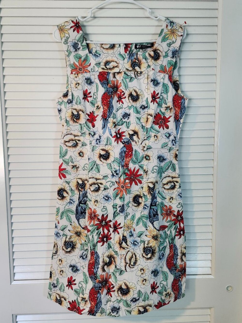 Planet Gold Floral Midi Dress in White with Tropical Florals